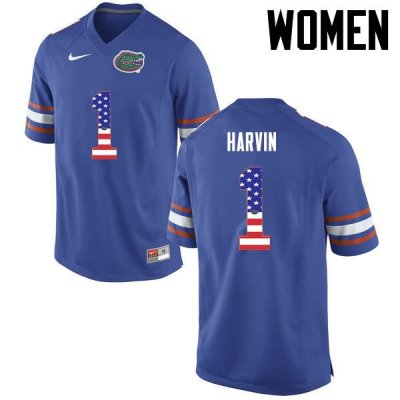 Women's Florida Gators #1 Percy Harvin NCAA Nike Blue USA Flag Fashion Authentic Stitched College Football Jersey GBK2662OO